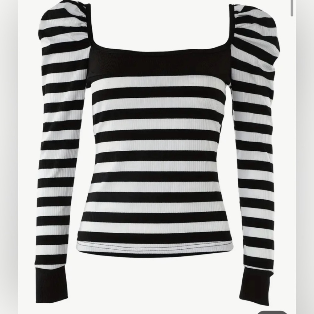 Striped Puffy Sleeve Top
